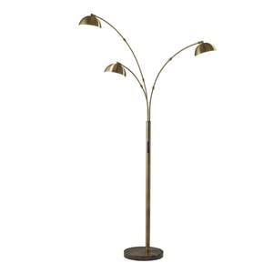 Bolton LED 3-Arm Arc Lamp Antique Brass by Adesso Furniture