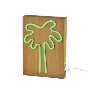 Wood Natural Wood Finish Framed Neon Palm Wall Lamp by Adesso Furniture