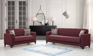 Armada Burgundy Fabric Loveseat by Alpha Furniture