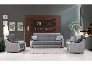Bella Gray Fabric Loveseat by Alpha Furniture