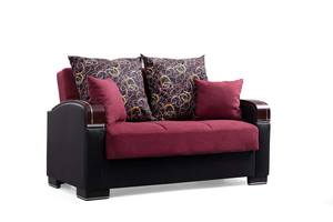Elegance Burgundy Polyester Loveseat by Alpha Furniture