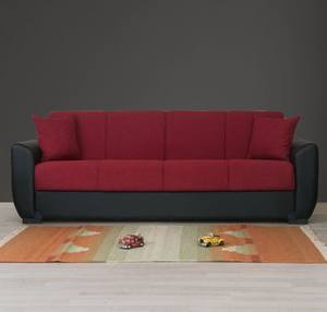 Emily Red & Black PU Leather Arms Sofa Bed by Alpha Furniture