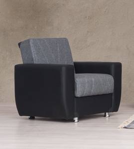 Hala Gray Fabric w/Black PU Leather Arm Chair by Alpha Furniture
