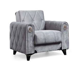 Istanbul Light Gray Velvet Fabric Chair by Alpha Furniture