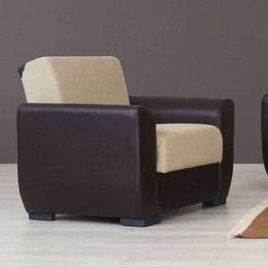 Jersey Beige & Brown PU Leather Arms Chair by Alpha Furniture