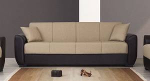 Jersey Beige & Brown PU Leather Arms Sofa Bed by Alpha Furniture