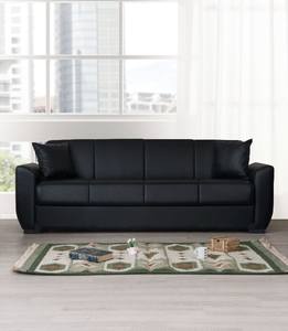 Lola Black PU Leather Sofa Bed by Alpha Furniture