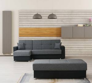 Munif Gray & Black Small Reversible Sectional by Alpha Furniture