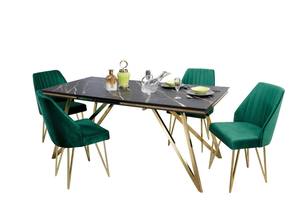 Nepal 60" Black Dining Table w/Gold Legs by Alpha Furniture