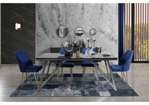 Nepal 72" Black Dining Table w/Silver Legs by Alpha Furniture