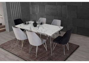 Nepal 60" White Dining Table w/Gold Legs by Alpha Furniture