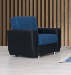 Rana Navy Blue Fabric w/Black PU Leather Chair by Alpha Furniture