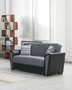 Salinas Gray Microfiber Loveseat by Alpha Furniture