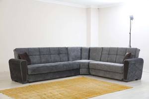 Sara Gray Reversible Sectional Sofa w/Storage by Alpha Furniture