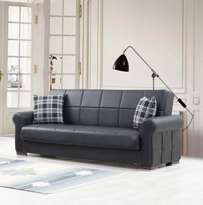 Silva Black PU Leatherette Sofa Bed by Alpha Furniture