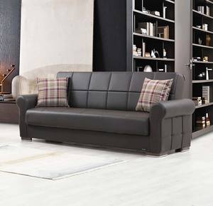 Silva Brown PU Leatherette Sofa Bed by Alpha Furniture