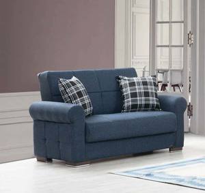 Silva Navy Blue Fabric Loveseat by Alpha Furniture