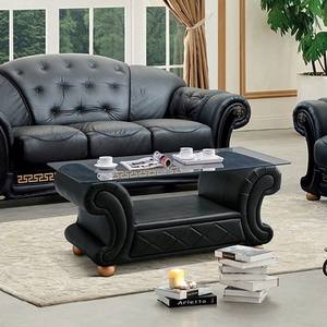 Apolo Black Leather Coffee Table by ESF