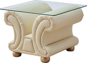 Apolo Ivory Leather End Table by ESF