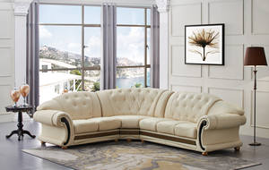 Apolo Ivory Leather Sectional by ESF