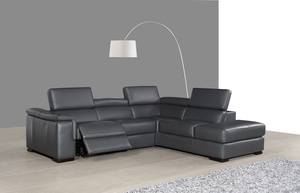 Agata Premium Italian Leather Sectional Slate Gray by J&M Furniture