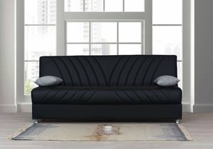 Iris Black PU Leather Sofa Bed by Alpha Furniture