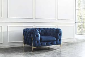 Chester Blue Fabric Chair w/Gold Accent Legs by BH Furniture