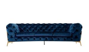 Chester Blue Fabric Sofa w/Gold Accent Legs by BH Furniture