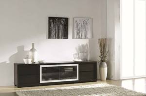 Reflex Wenge TV Stand w/4 Drawers & Sliding Glass Door by BH Furniture