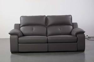 Thompson Slate Gray Premium Thick Leather Extended Sofa by BH Furniture