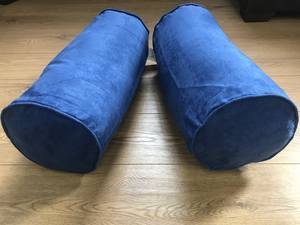 Suede Blue Bolster Pillows 9x20 (Set of 2) by Prestige
