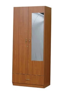 L-12C Wooden Wardrobe w/Square Mirror by Central Furniture Factory