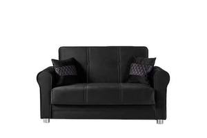 Sara Black Microfiber Loveseat by Casamode