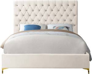 Cruz Velvet Cream Bed by Meridian Furniture