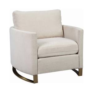 Corliss Beige Upholstered Arched Arms Chair by Coaster