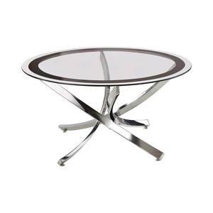 Glass Top Chrome & Black Coffee Table by Coaster