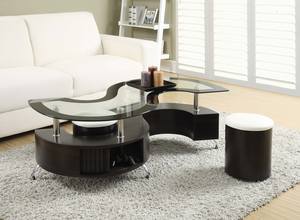 3-Piece Cappuccino Coffee Table & Stools Set by Coaster