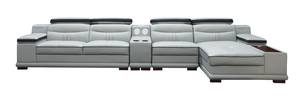 908 Light Gray Leather Sectional by ESF