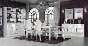 Carmen White Wood Dining Table w/Extension by ESF