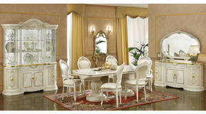 Leonardo Ivory Wood Dining Table w/Extension by ESF