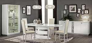 Roma White Wood Dining Table w/Extension by ESF
