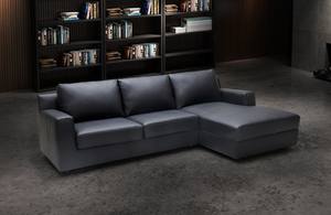 Elizabeth Premium Gray Leather Sectional Sofa Sleeper by J&M Furniture