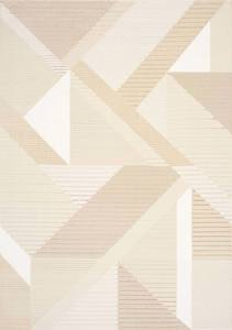 Ella Beige Cream Elegant Contemporary Geometric Pattern Rug by Kalora