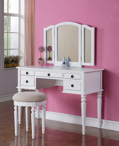F4074 White Vanity Set by Poundex