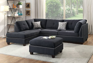 F6974 Black 3 Pcs Sectional Sofa Set by Poundex