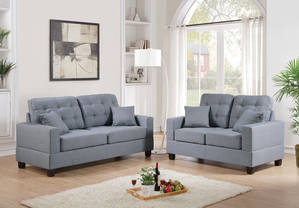 F7858 Gray 2 Pcs Sofa Set by Poundex
