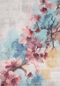 Fresco Blue Pink Yellow Cherry Blossom Rug by Kalora