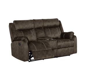 U7303 Domino Coffee Microfiber Console Reclining Loveseat w/Drawer by Global Furniture