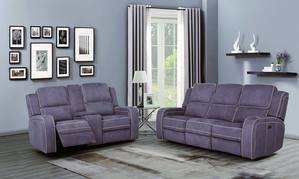 U8087 Luxury Suede Dark Gray Power Console Reclining Loveseat by Global Furniture
