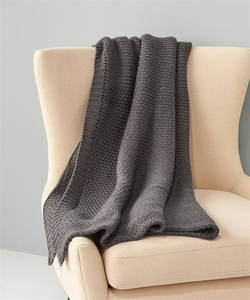 Grey Knit Throw Blanket by Prestige Furnishings